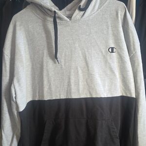 Champion Men's Two-Tone Gray and Black Hoodie